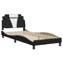 Bedframe Met Hoofdbord Kunstleer Zwart En Wit 80X200 Cm