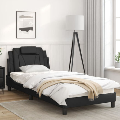 Bedframe Met Hoofdbord Kunstleer Zwart 90X190 Cm
