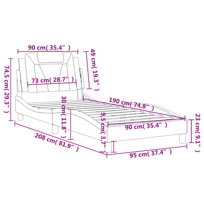 Bedframe Met Hoofdbord Kunstleer Zwart 90X190 Cm