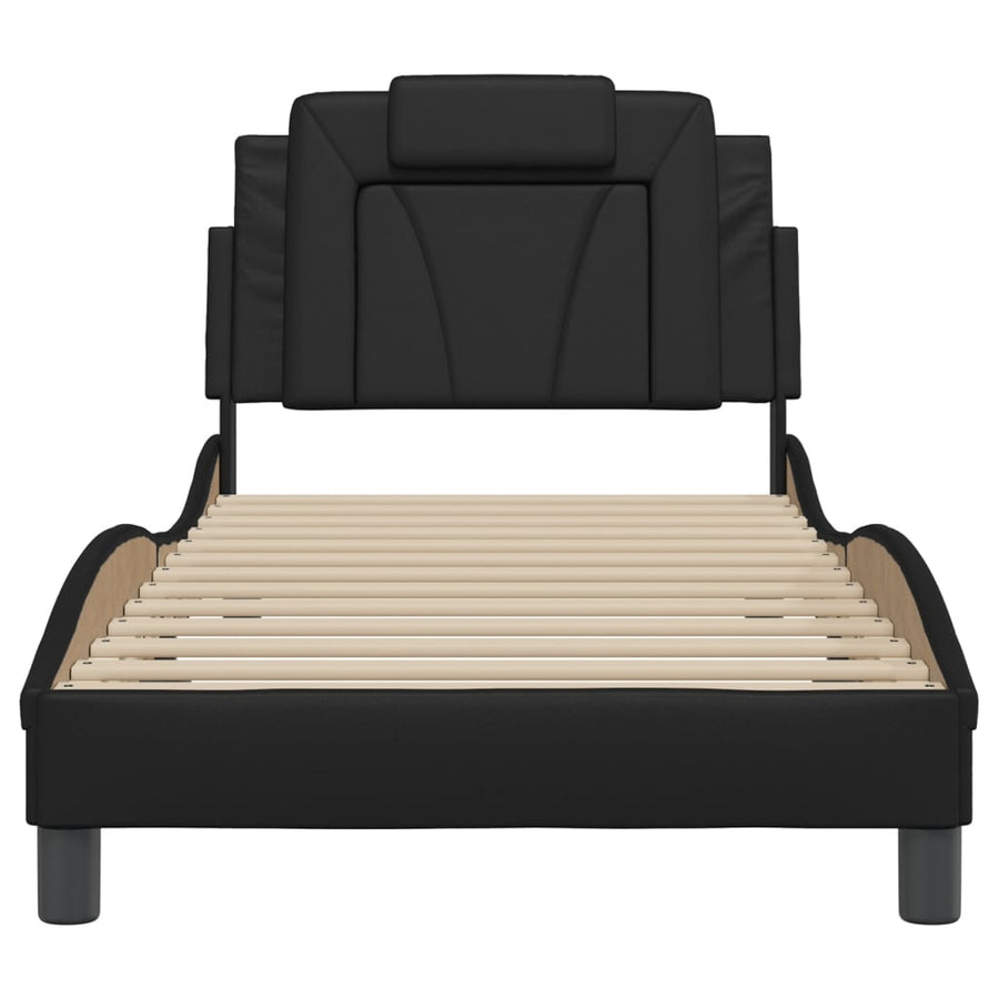 Bedframe Met Hoofdbord Kunstleer Zwart 90X190 Cm