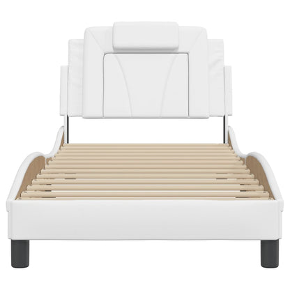 Bedframe Met Hoofdbord Kunstleer Wit 90X190 Cm