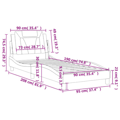 Bedframe Met Hoofdbord Kunstleer Grijs 90X190 Cm