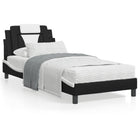 Bed frame "Viana" without mattress, faux leather, black and white, 90x190 cm
