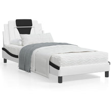 Bedframe Met Hoofdbord Kunstleer Zwart En Wit 90X190 Cm