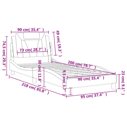Bedframe Met Hoofdbord Kunstleer Zwart 90X200 Cm