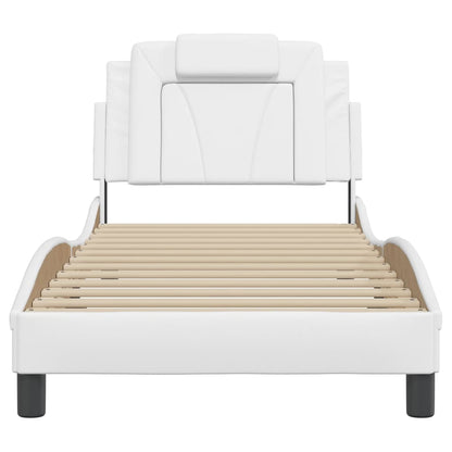 Bedframe Met Hoofdbord Kunstleer Wit 90X200 Cm