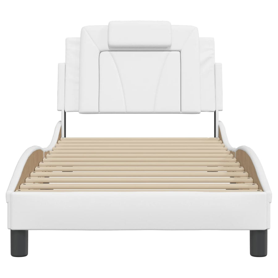 Bedframe Met Hoofdbord Kunstleer Wit 90X200 Cm