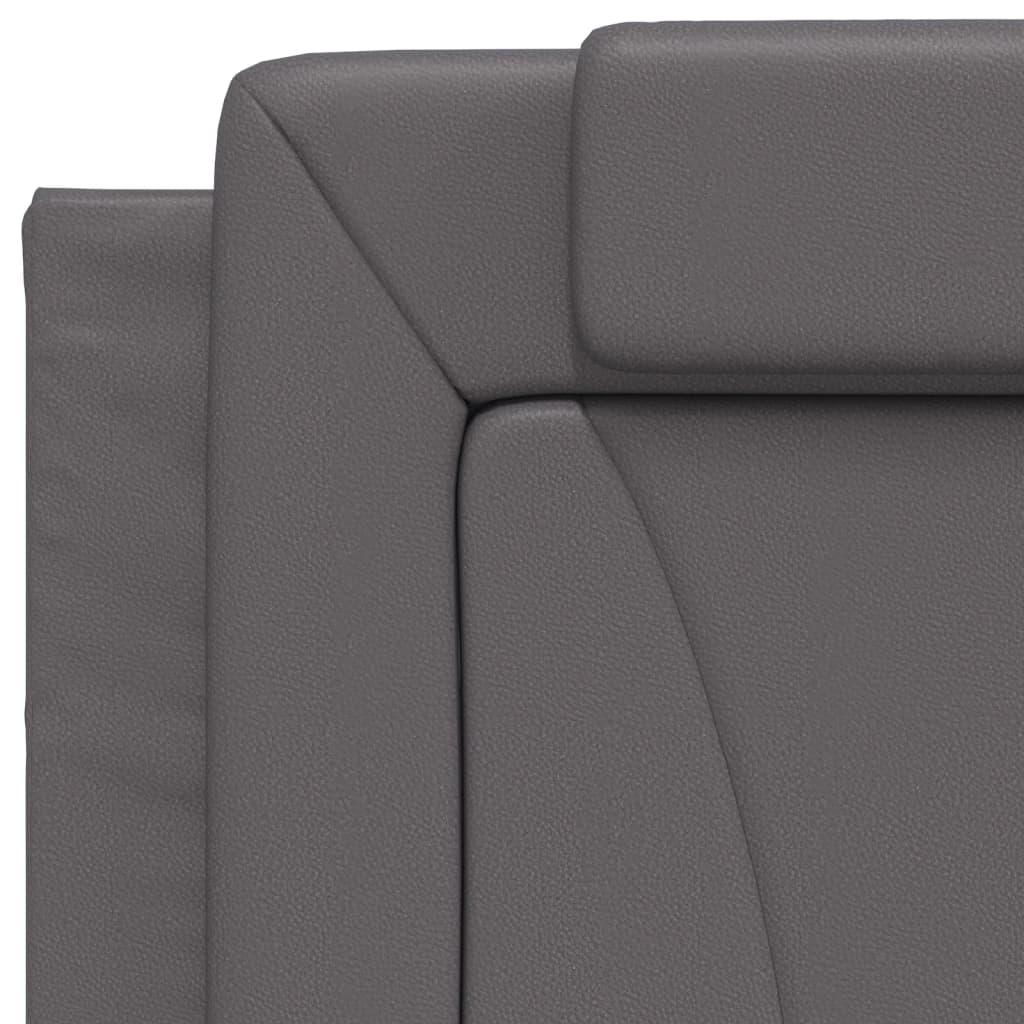 Bedframe Met Hoofdbord Kunstleer Grijs 90X200 Cm