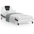 Bed frame "Viana" without mattress faux leather white and black 90x200 cm
