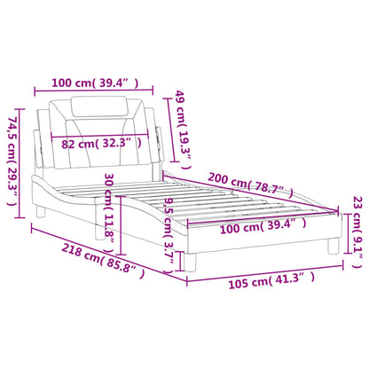 Bedframe Met Hoofdbord Kunstleer Wit 100X200 Cm