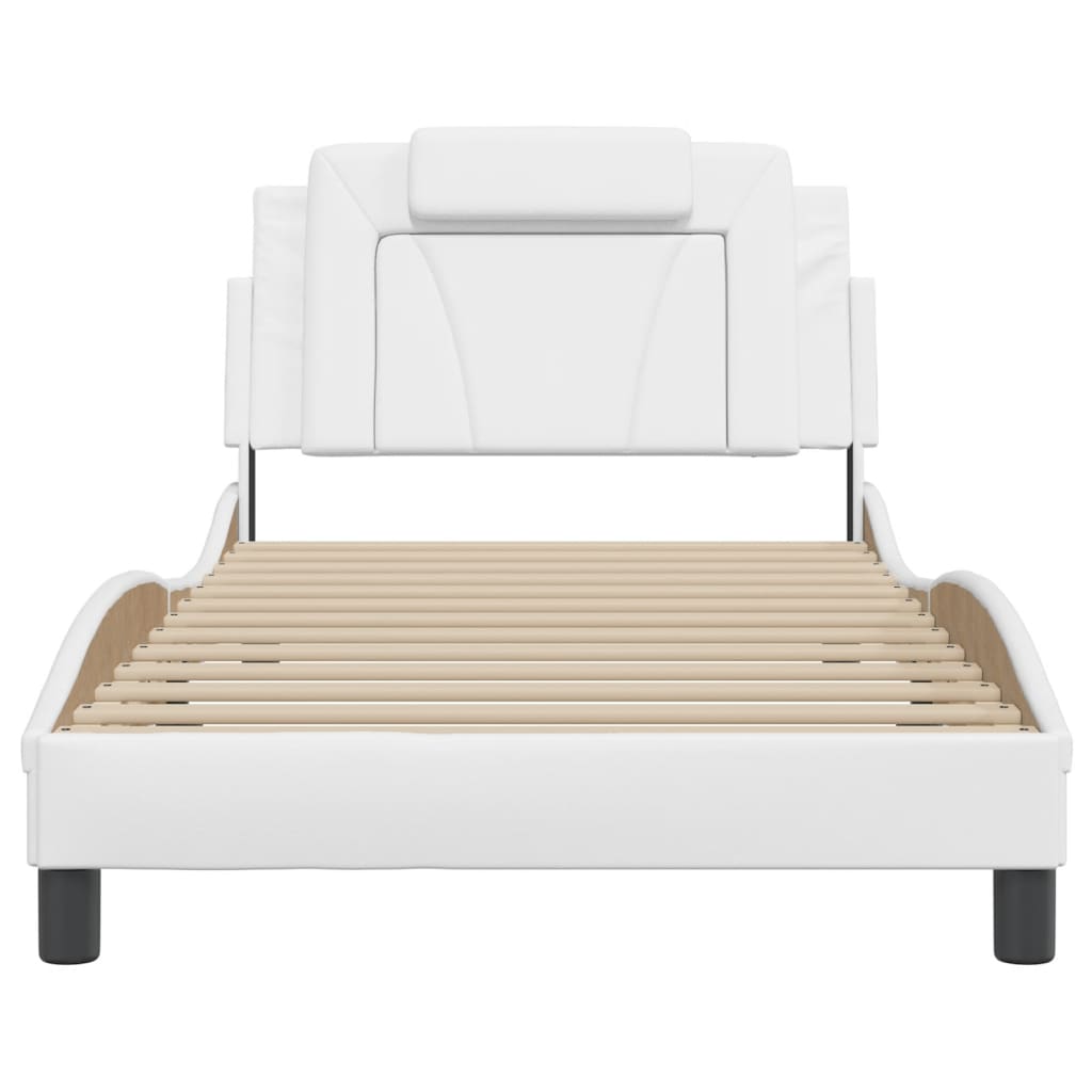 Bedframe Met Hoofdbord Kunstleer Wit 100X200 Cm
