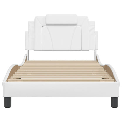 Bedframe Met Hoofdbord Kunstleer Wit 100X200 Cm