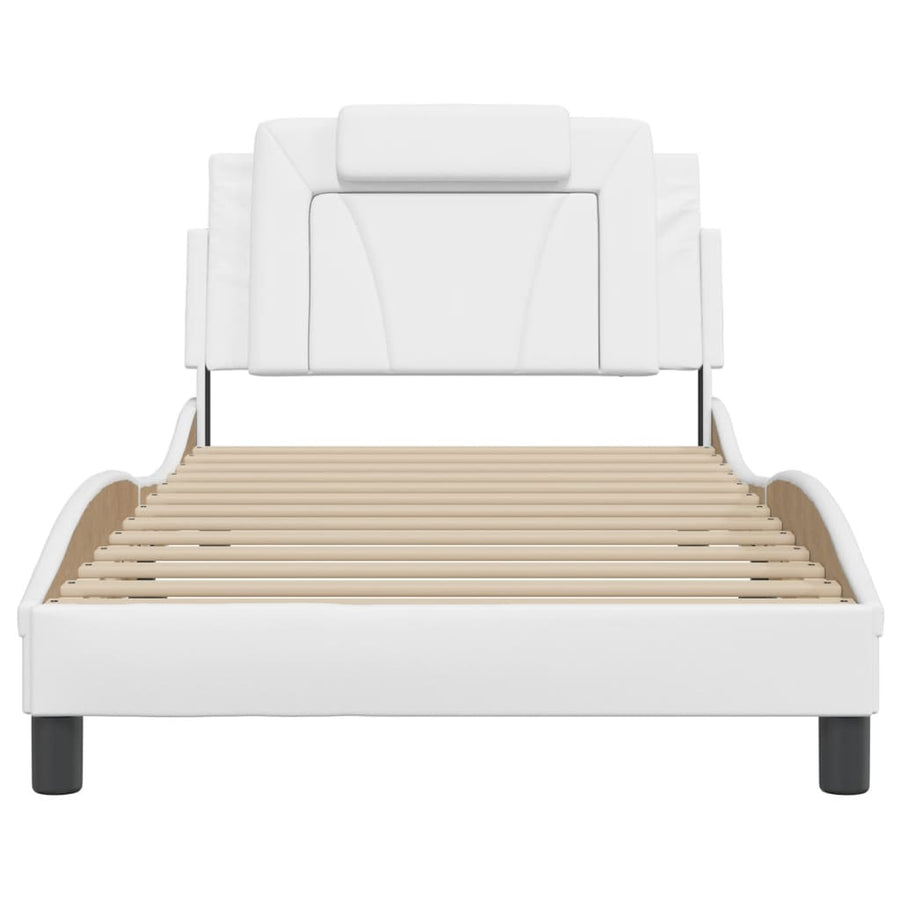 Bedframe Met Hoofdbord Kunstleer Wit 100X200 Cm