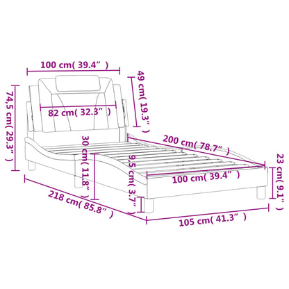 Bedframe Met Hoofdbord Kunstleer Grijs 100X200 Cm