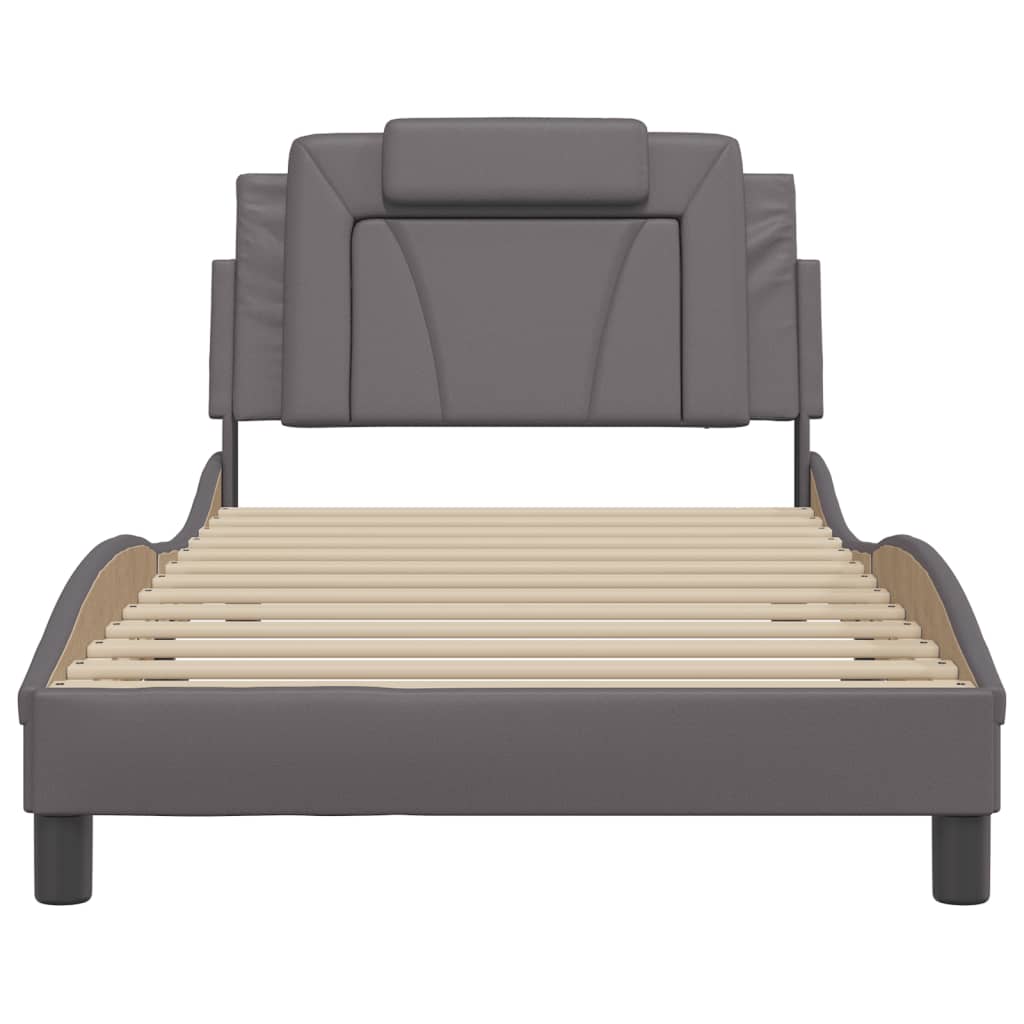 Bedframe Met Hoofdbord Kunstleer Grijs 100X200 Cm