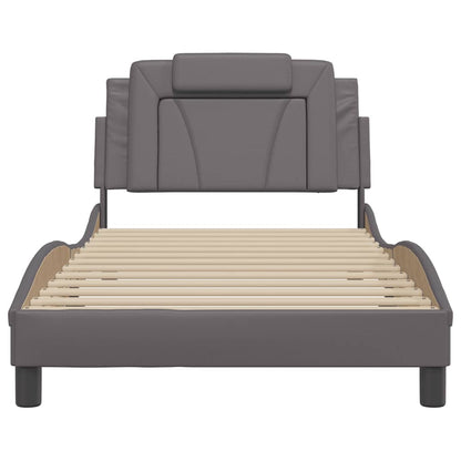 Bedframe Met Hoofdbord Kunstleer Grijs 100X200 Cm
