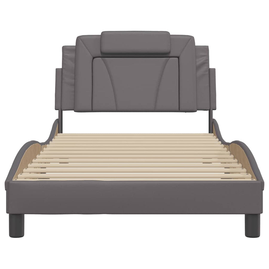 Bedframe Met Hoofdbord Kunstleer Grijs 100X200 Cm