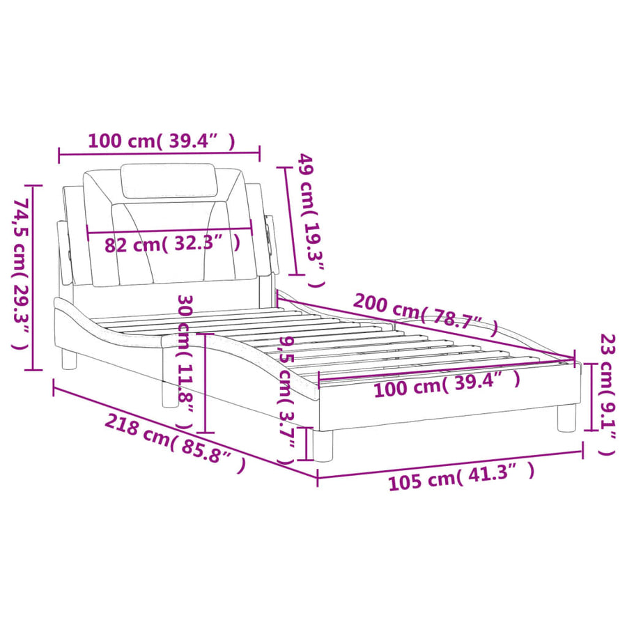 Bedframe Met Hoofdbord Kunstleer Cappuccinokleurig 100X200 Cm