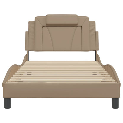 Bedframe Met Hoofdbord Kunstleer Cappuccinokleurig 100X200 Cm