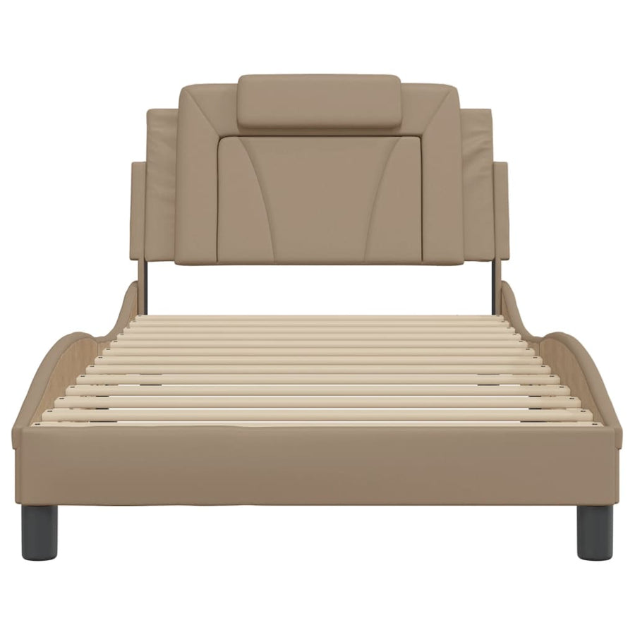 Bedframe Met Hoofdbord Kunstleer Cappuccinokleurig 100X200 Cm