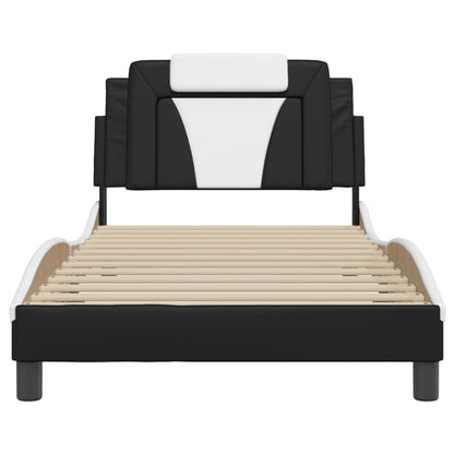 Bedframe Met Hoofdbord Kunstleer Zwart En Wit 100X200 Cm