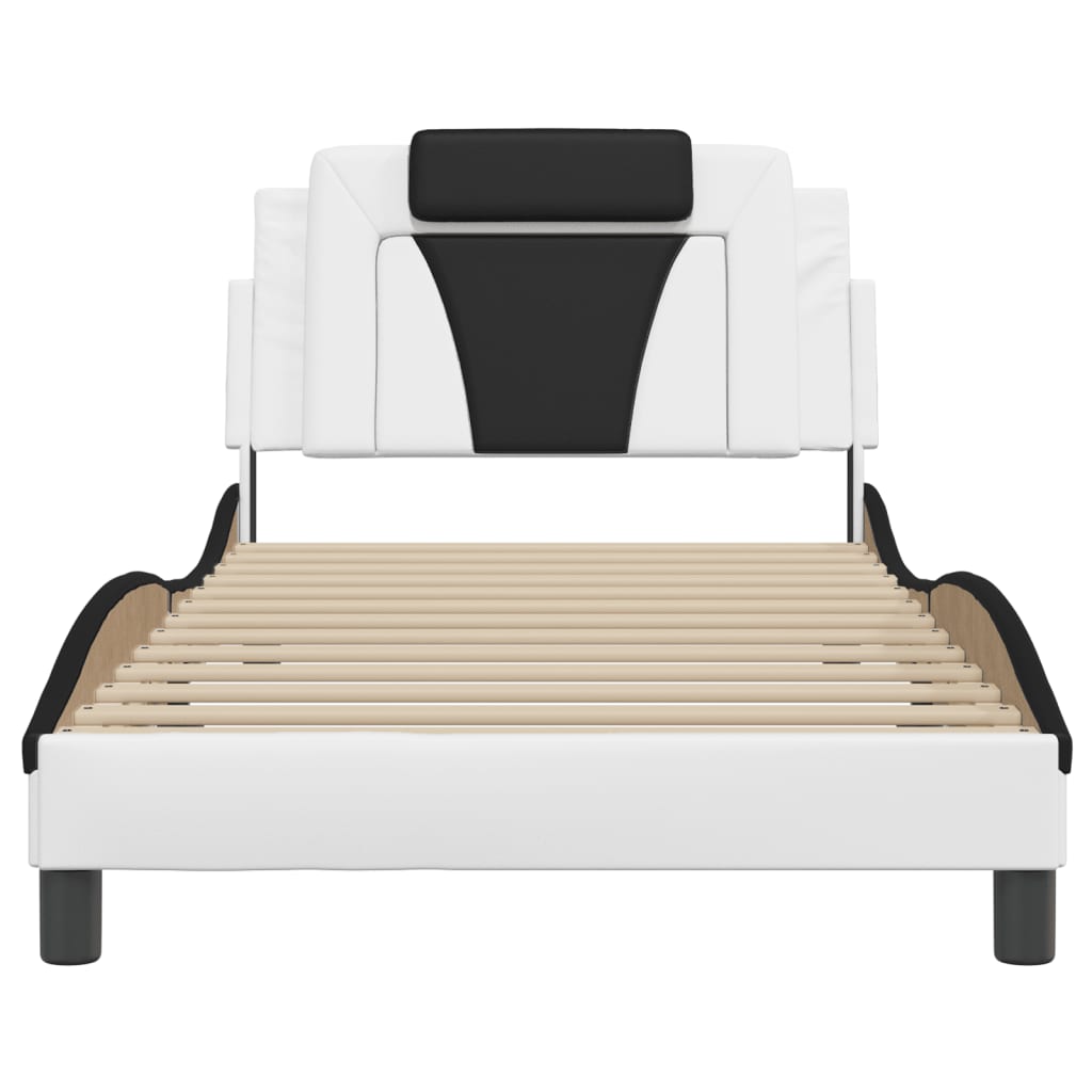 Bedframe Met Hoofdbord Kunstleer Zwart En Wit 100X200 Cm