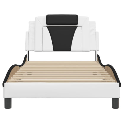 Bedframe Met Hoofdbord Kunstleer Zwart En Wit 100X200 Cm