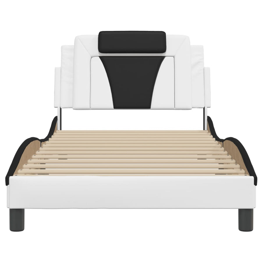 Bedframe Met Hoofdbord Kunstleer Zwart En Wit 100X200 Cm