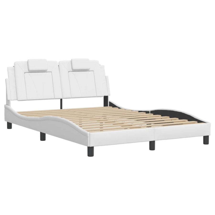 Bedframe Met Hoofdbord Kunstleer Wit 120X200 Cm