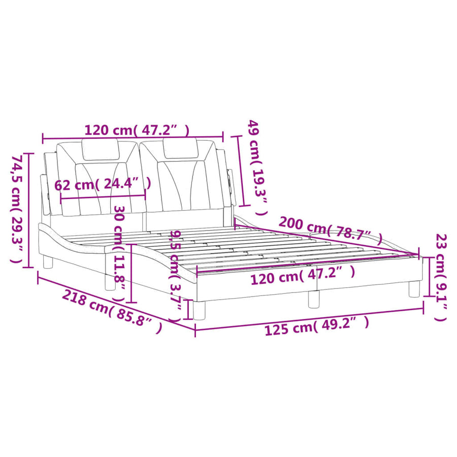 Bedframe Met Hoofdbord Kunstleer Wit 120X200 Cm