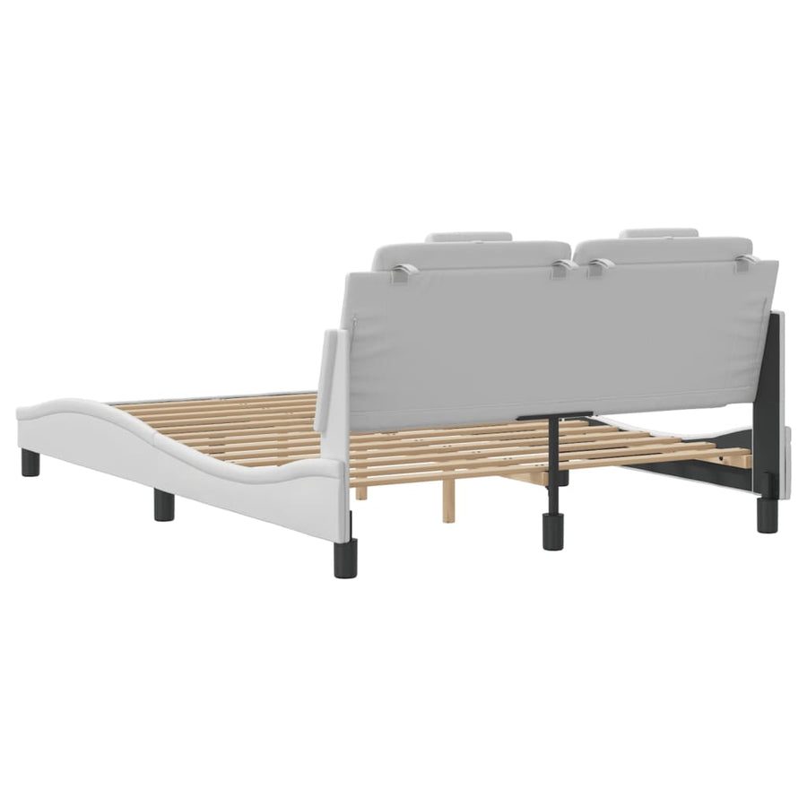 Bedframe Met Hoofdbord Kunstleer Wit 120X200 Cm
