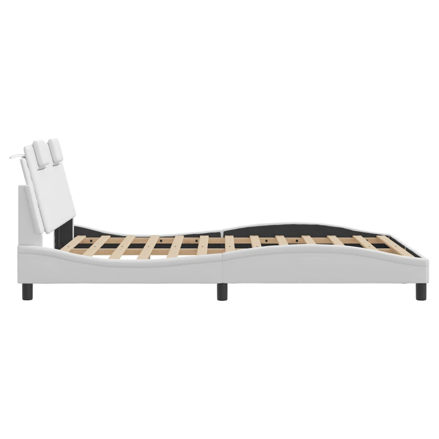 Bedframe Met Hoofdbord Kunstleer Wit 120X200 Cm