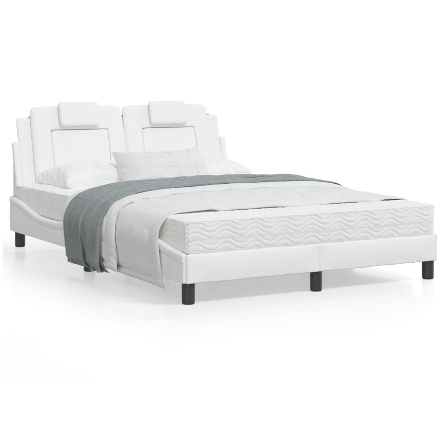Bedframe Met Hoofdbord Kunstleer Wit 120X200 Cm