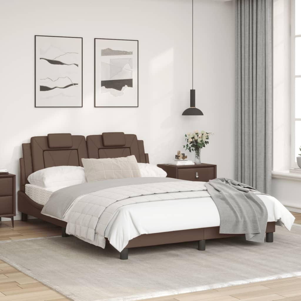 Bedframe Met Hoofdbord Kunstleer Bruin 120X200 Cm