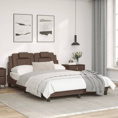 Bedframe Met Hoofdbord Kunstleer Bruin 120X200 Cm
