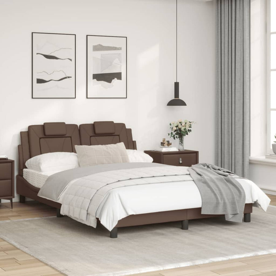 Bedframe Met Hoofdbord Kunstleer Bruin 120X200 Cm