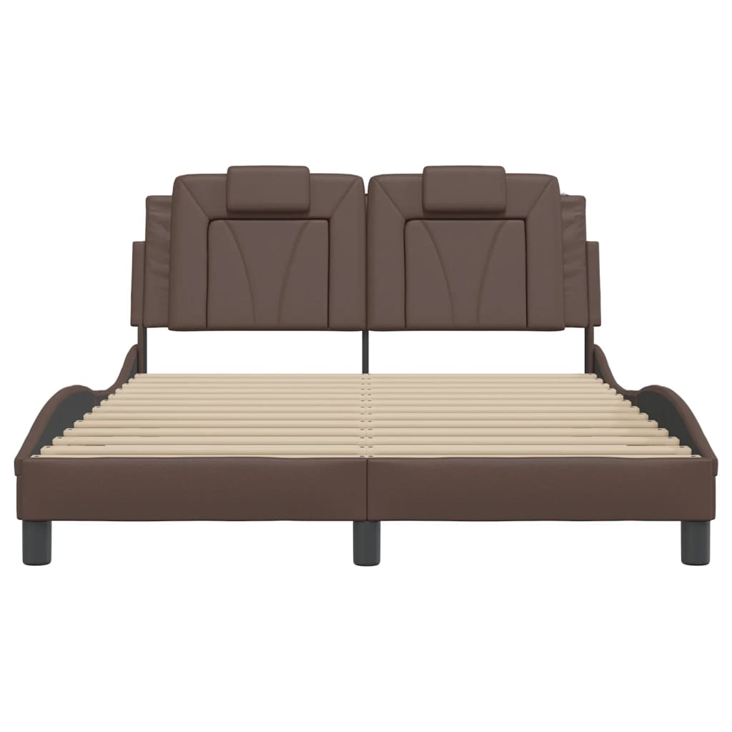 Bedframe Met Hoofdbord Kunstleer Bruin 120X200 Cm
