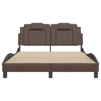 Bedframe Met Hoofdbord Kunstleer Bruin 120X200 Cm