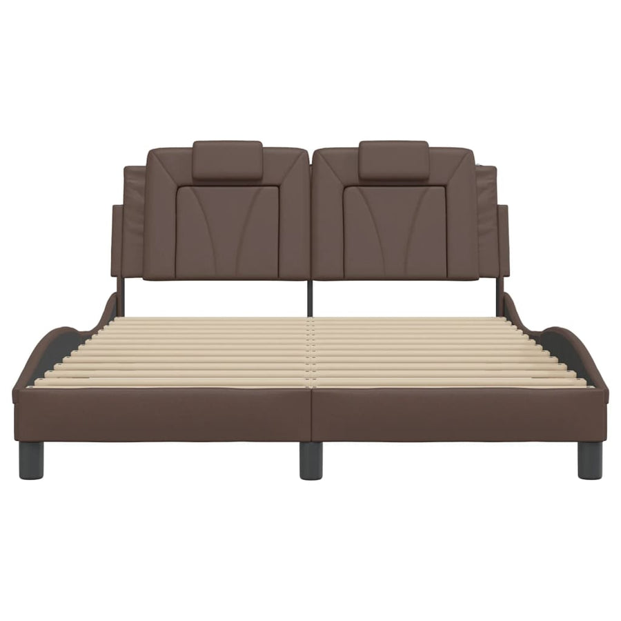 Bedframe Met Hoofdbord Kunstleer Bruin 120X200 Cm