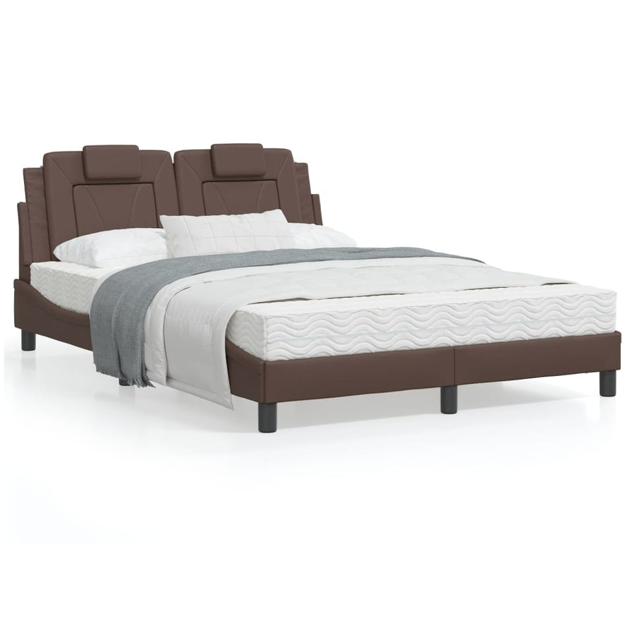 Bedframe Met Hoofdbord Kunstleer Bruin 120X200 Cm