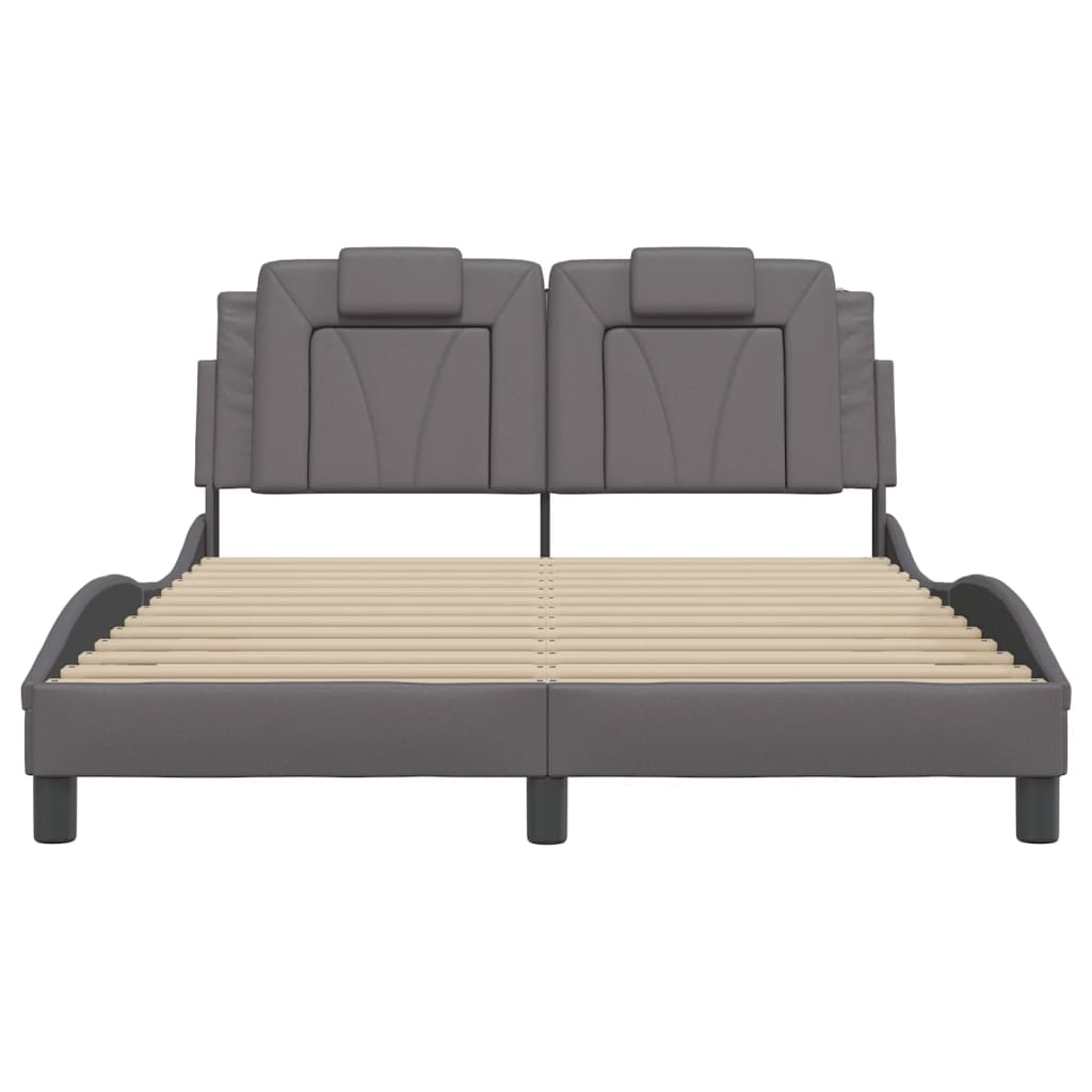 Bedframe Met Hoofdbord Kunstleer Grijs 120X200 Cm