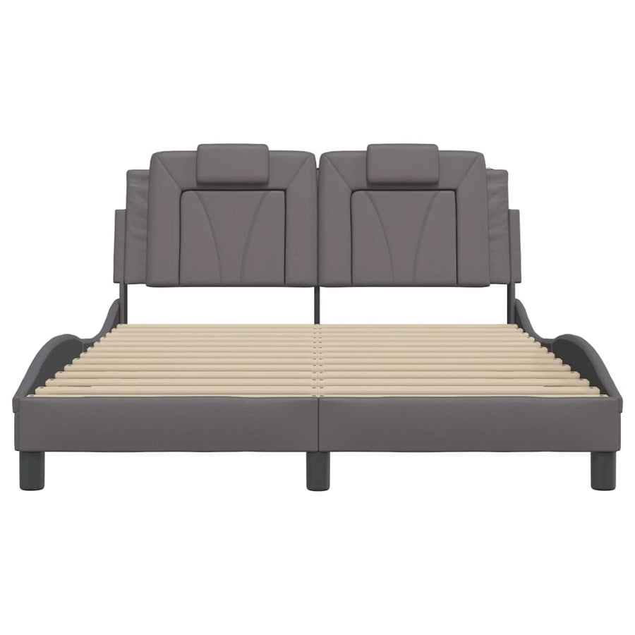 Bedframe Met Hoofdbord Kunstleer Grijs 120X200 Cm