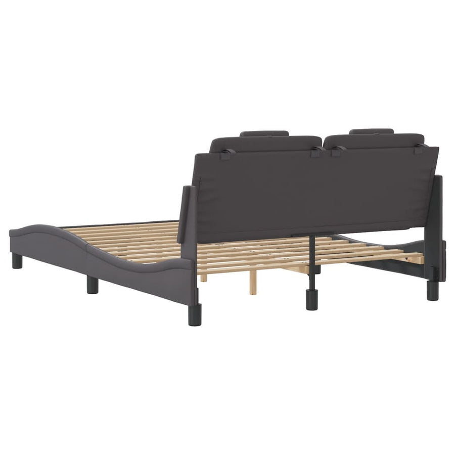Bedframe Met Hoofdbord Kunstleer Grijs 120X200 Cm