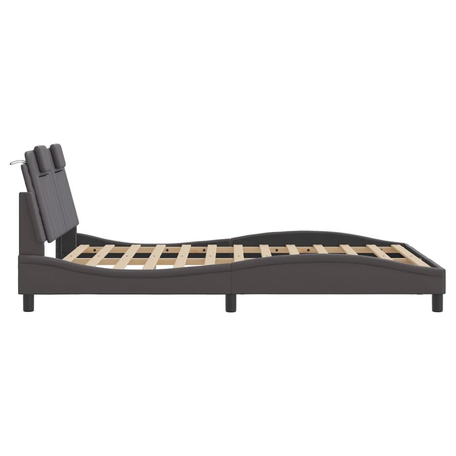 Bedframe Met Hoofdbord Kunstleer Grijs 120X200 Cm