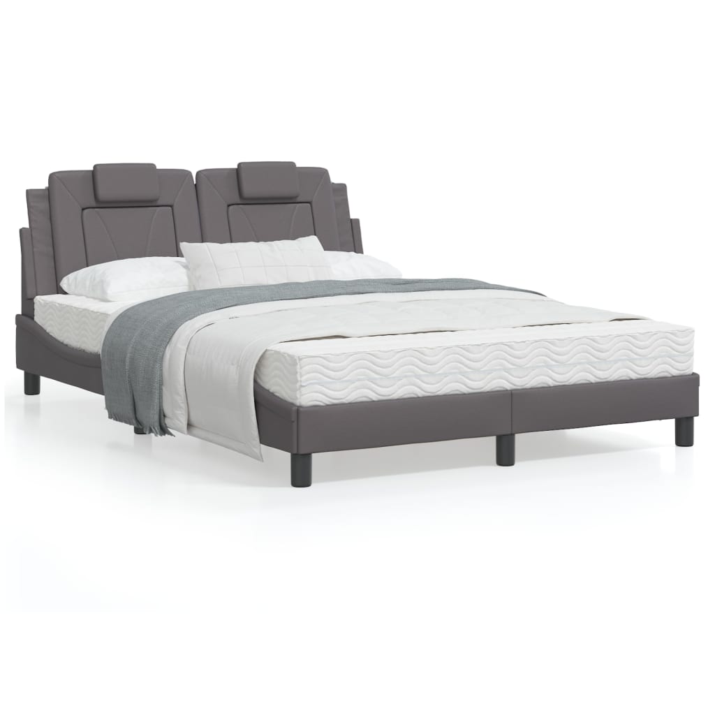 Bedframe Met Hoofdbord Kunstleer Grijs 120X200 Cm
