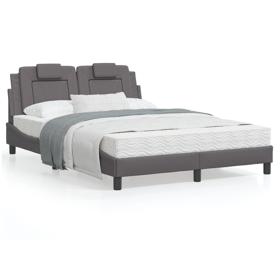 Bedframe Met Hoofdbord Kunstleer Grijs 120X200 Cm