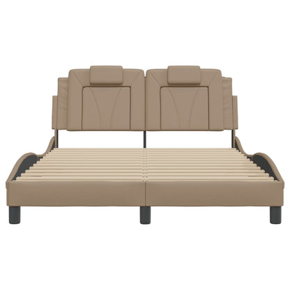 Bedframe Met Hoofdbord Kunstleer Cappuccinokleurig 120X200 Cm