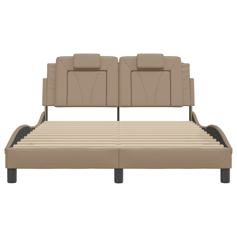 Bedframe Met Hoofdbord Kunstleer Cappuccinokleurig 120X200 Cm