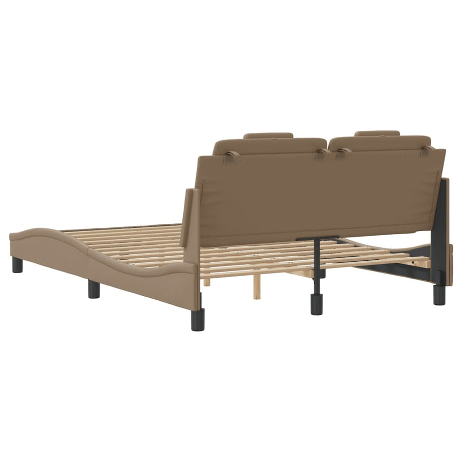 Bedframe Met Hoofdbord Kunstleer Cappuccinokleurig 120X200 Cm