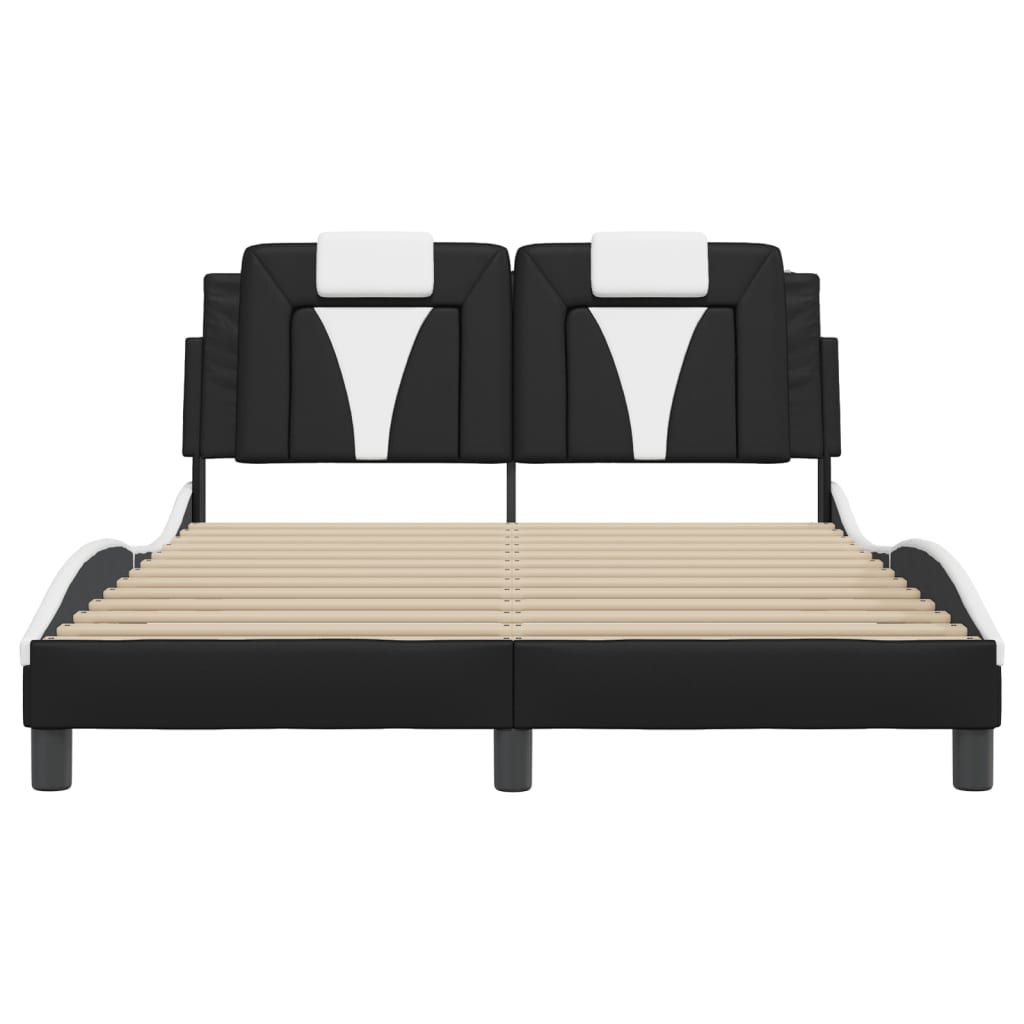 Bedframe Met Hoofdbord Kunstleer Zwart En Wit 120X200 Cm